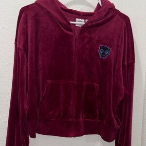 XL Marvel Womens Black Panther Velvet Zip Hoodie